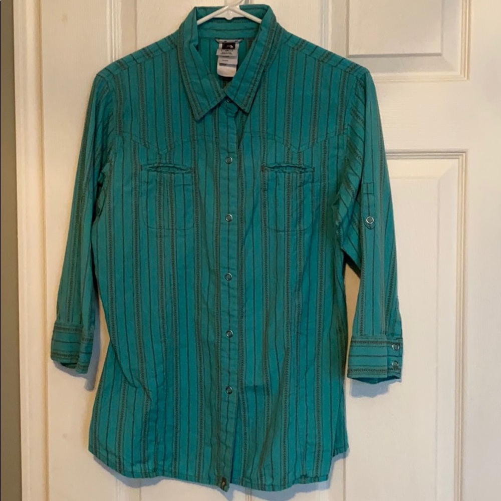 The North Face button up women’s large teal blue